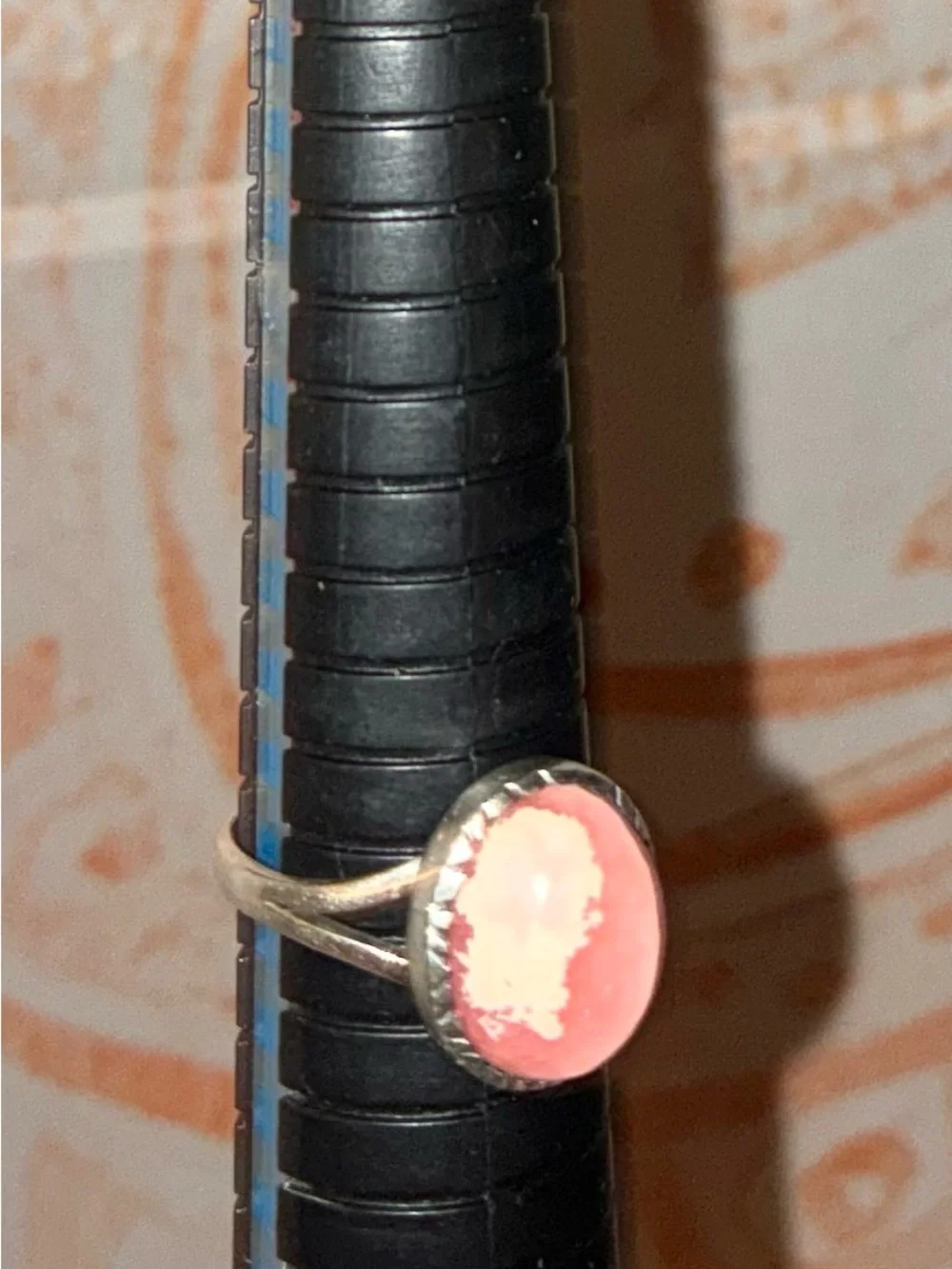 Pink Rhodochrosite Cabochon Ring - Women Jewelry